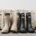 Couple's Mid Length Rain Boots, Drawstring Waterproof Rain Shoes, Outdoor Stream Tracing Thick Bottom Water Shoes, Anti Slip Kitchen Rubber Shoes_vogvips.com