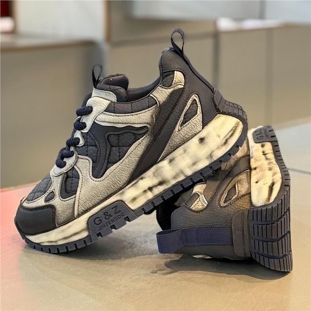 Kuaishou Fashion's 2025 Autumn/Winter New Vintage Distressed Thick-Soled Dad Casual Versatile Forrest Gump Shoes For_vogvips.com