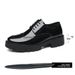 Men's Dress Shoes Leather Brogue Platform Heel 10CM Lace-up Wedding_vogvips.com