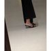 High Heels, Women's Stone Pattern, Black Patent Leather, Gold Buckle, Exposed Straight Strap, Square Toe, Versatile_vogvips.com