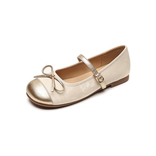 French Single Shoes Women's Flat Bottom Shallow Mouth Bow With Mary Jane Women's Shoes_vogvips.com
