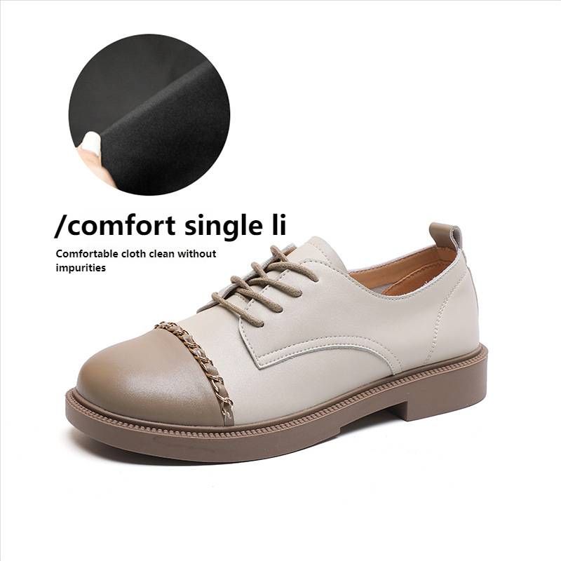 Women's Lace-up Thick-soled Loafer Shoes With Chunky Heels And Soft Soles._vogvips.com