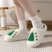 Cozy Christmas Tree Plush Slippers For Men And Women - Soft Indoor House Shoes With Non-Slip TPR Sole - Cute Holiday Home Footwear_vogvips.com