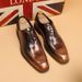 Euro Step New Business Casual Patent Leather With Hidden Wedge Block Color Trendy Hairstylist Men's Shoes_vogvips.com
