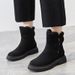 Women's Snow Trendy 2022 New Mid-Calf Plush Thickened Warm Cotton Shoes Leather And Wool Integrated Winter Boots_vogvips.com