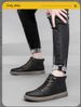 Casual Round Head Fleece Board Shoes Men's High-top Breathable Sports Hand-scratched Little White Men's Shoes_vogvips.com