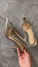 Female Fashion Rhinestone Flash Piece Temperament Beautiful Wedding Shoes Female Pointed Heels After Empty Sandals_vogvips.com