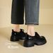 Cameido Women's Spring Oxford Shoes Thick Sole Lace - Up Loafers Deep V Single Shoes_vogvips.com
