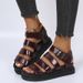 plus Size Women's Platform Sandals round Toe Leather Upper Roman Style One Strap Sandals_vogvips.com