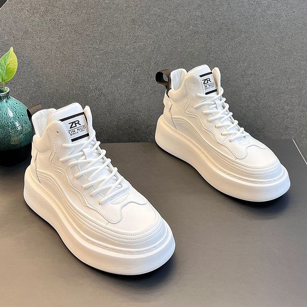 ShoeVault 2024 Spring And Autumn New Breathable White Soft Leather Korean Style Campus Bread Fashion Casual Sports Running Shoes_vogvips.com