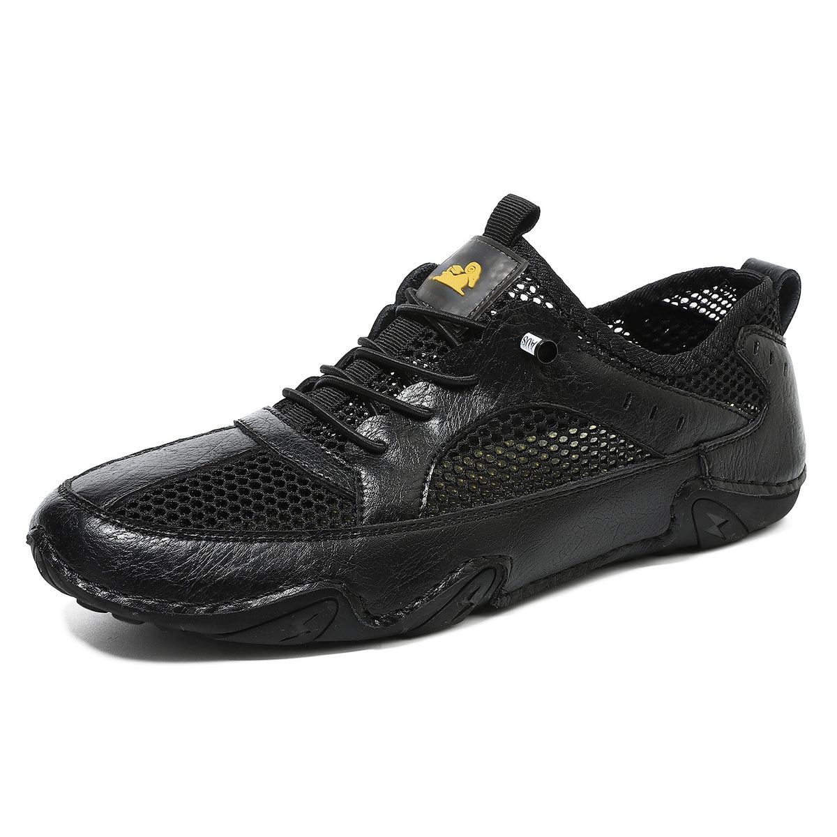 Genuine Leather Men's Casual Sports Shoes Large Size Sewn Breathable Mesh Shoes Octopus Men's Shoes_vogvips.com
