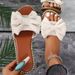 New Flat Bottom Rhinestone Bow Flip-flops Women Wear Solid Color Lightweight Cloth Slippers_vogvips.com