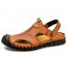 First Layer Cowhide Pure Cowhide Sandals Men's Summer Men's Sandals Casual Baotou Beach Shoes Men's Sandals Men's Shoes_vogvips.com