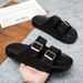 Summer Retro Double-button Matte Surface Flip-flop Versatile And Fashionable Casual And Comfortable Slip-on Sandal_vogvips.com