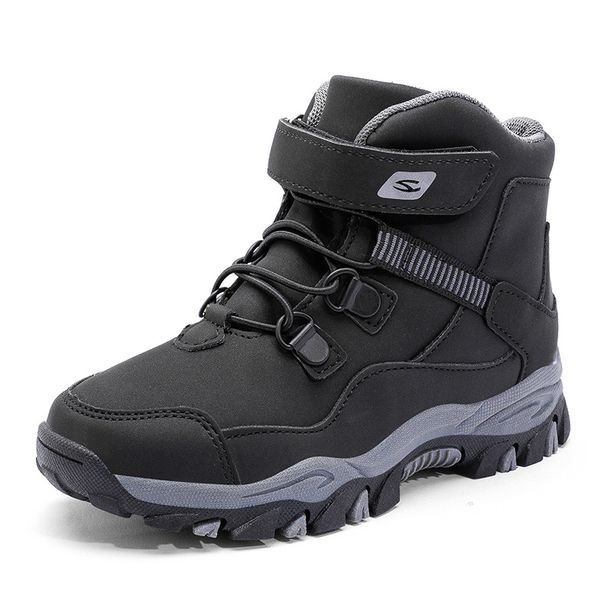 Winter High-Top Kids' Sneakers With Fleece Lining - Warm Comfortable Snow Boots For Boys, Non-Slip Rubber Sole, Adjustable Hook & Loop Closure_vogvips.com