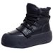 Northeast Snow For Women 2025 New Winter Fleece-Lined Thickened Warm Cotton Thick-Soled White Shoes Black Short Boots_vogvips.com
