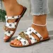 New Style Printed Round Toe Flat For Women 2026s Best Selling Large Sizes 36 43 Chain Buckle Holiday Beach Slippers Free_vogvips.com
