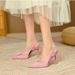 High Heels Thin Heel 2024 Spring Autumn New Satin Blue Pointed Single Back Strap Dress Shoes Closed Toe Women Sandals_vogvips.com