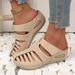 New Plus Size Hollowed Out Wedge Heel Round Toe Anti Slip Women's Sandals_vogvips.com