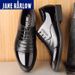 Euro Step Men's With Hidden Wedge, Business Formal Casual Trendy Shoes, Korean Style Pointed Toe British Breathable Leather Shoes_vogvips.com