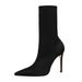 Women's 2 Simple With 315-1 Thin Ultra High Heels, Sexy Nightclub Foot Care Slimming Pointed Toe Lycra Stretch Short 2026 Heels,_vogvips.com