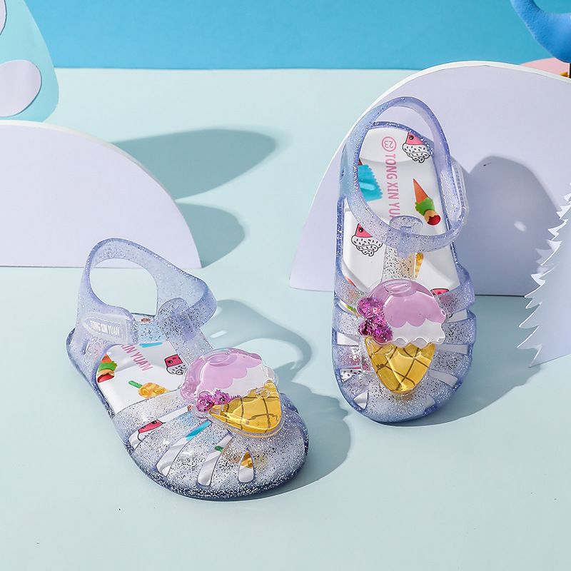 Girl Water-Playing Princess Soft-Soled Plaid Summer Hole Shoes_vogvips.com