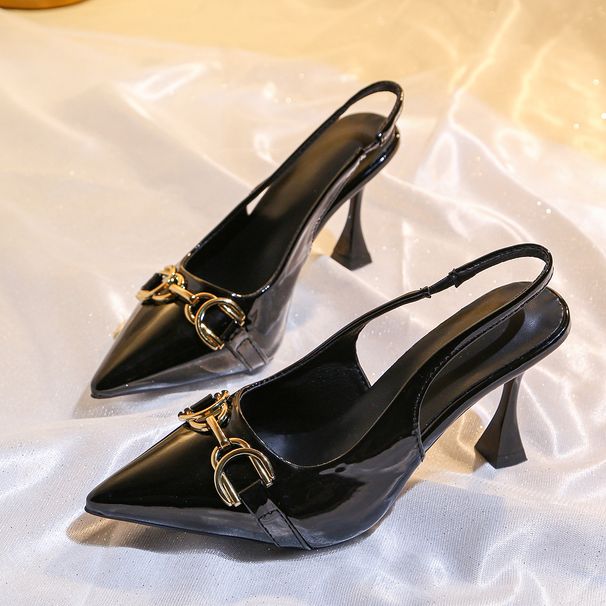 Metal Buckle Sandals, Sexy Pointed-toe High Heels, Women's 2026 Thin Heel High Heels_vogvips.com