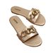 Cross-Border Dropshipping Women's Shoes Ladies Fashion Slippers Metal Decoration Square Toe Flat Bottom Casual Plaid_vogvips.com
