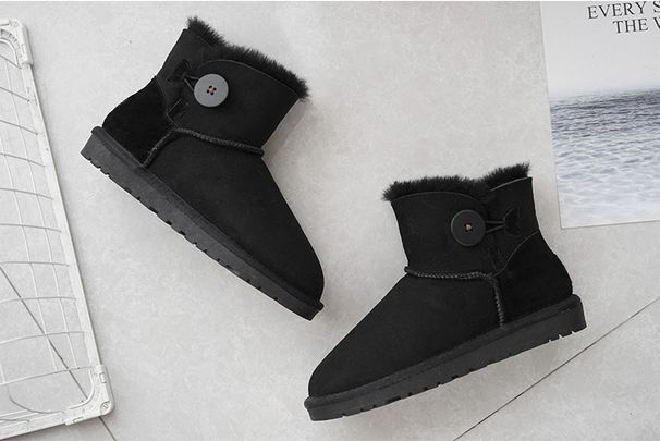 3352 Winter Warm Sheepskin Integrated Boots For Women Short Non-Slip Casual Thickened Wool Genuine Leather Snow Shoes_vogvips.com
