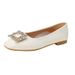 Genuine Leather Flat 2025 Spring-summer New Style Square Toe Rhinestone Shallow Mouth Versatile Mom Large Size Women's_vogvips.com