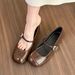 Silver Mary Jane Shallow Mouth Single Shoes For Women 2024 New Korean Style French Chic Flat Soft Sole Slip-On Loafers_vogvips.com
