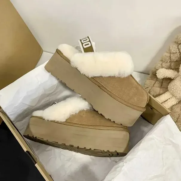 Slippers Winter Women Fur Warm Boots Platform Flip Ps New Short Plush Flats Home Cotton Shoes Suede Mules Ladies_vogvips.com