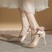French-style White High-heeled For Women, Stiletto Satin Wedding Shoes, 2026 New Model, Hollow-out Small Size Pointed_vogvips.com