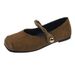 French-style Mary Jane Shoes, Soft Leather, Japanese Suede Square Toe, Suitable For Pairing With Skirts, Large Size_vogvips.com