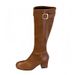 Miting Vintage Buckle Side Zipper Chunky Heel Long Boots, New Autumn/Winter Slim High-Heeled Over-The-Knee Boots_vogvips.com
