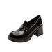 Chunky Heel Small Sizes Leather With Metal Accents Platform Design Elegant Pumps 2025 Women's New Arrival_vogvips.com