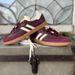 Burgundy Suede & Leather Trainers Classic Three Stripe Style Casual Sneakers_vogvips.com