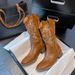 ShoeVault Spring And Autumn New Mid-Calf Martin Ethnic Style Fashion Short Embroidered Square Heel Long Boots For Women_vogvips.com