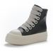 Cross Border Couple High Top Shoes Thick Bottom Lace Up Side Zipper Women's Shoes Large Size Fashion Shoes_vogvips.com