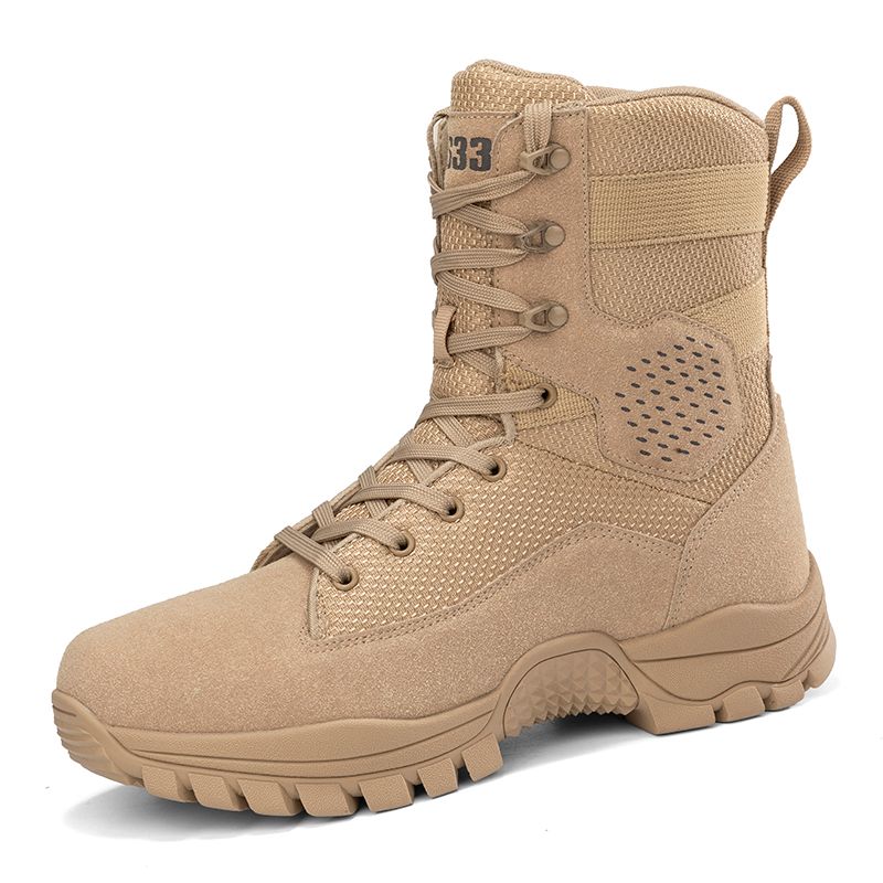 Outdoor High-top Boots Men Thick-soled Shock-absorbing Anti-slip Combat Boots Men Soft Durable Casual Hiking Shoes Men_vogvips.com
