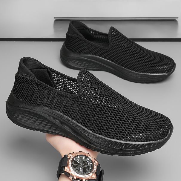 Cross-border Plus-size Men's New Summer Style, Slip-on Hollow Breathable Mesh Shoes, Low-top Casual Sports Shoes_vogvips.com
