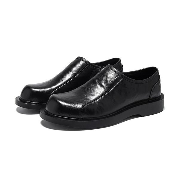 2023 new youth round head British style hundred low heel casual footwear business formal leather shoes_vogvips.com