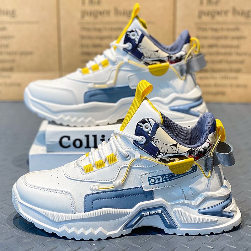 Men's Casual Sneakers With Thick Sole, Comfortable Running Shoes For Walking And Jogging, High-Top Fashion Sneakers With Breathable Mesh Lining_vogvips.com