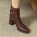 Winter High Heeled Fashion Boots for Women Slim Fit Retro Chunky Heel Square Toe Martin Boots Style New_vogvips.com