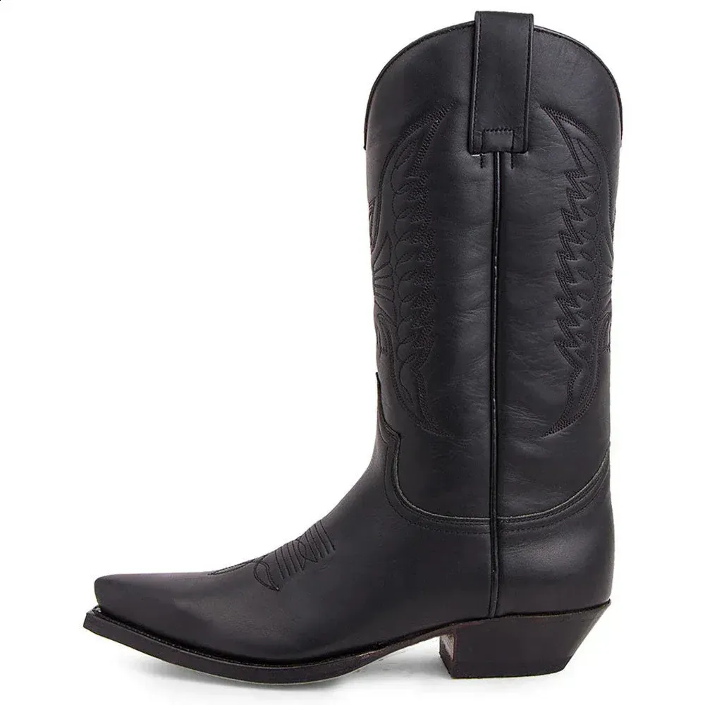 Mens Western Cowboy Winter Leather Embroidered High Boots Couple Shoes Lightweight And Comfortable Plus Size 35-48_vogvips.com