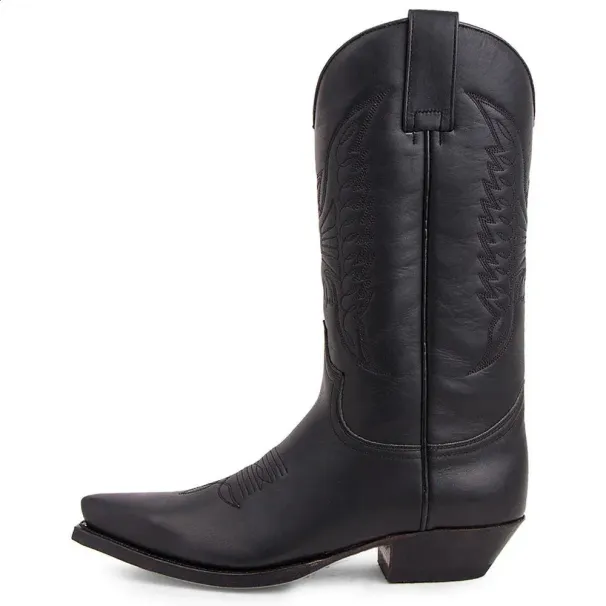Mens Western Cowboy Winter Leather Embroidered High Boots Couple Shoes Lightweight And Comfortable Plus Size 35-48_vogvips.com