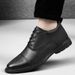 Male Round Head Shallow Mouth First Layer Work Leather Shoes Lace-up Casual Men Professional Formal Men_vogvips.com