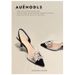Summer New Fashion Rhinestone Square Buckle Transparent Strap Spliced Pointed Toe Thin High Heel Sandals Women's Shoes_vogvips.com