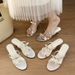 Women's High Heeled Sandals Versatile Easy to Wear Simple Bow Adorned Stiletto Heeled Open Toe Sandals_vogvips.com