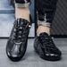 .Men's Round-toe Shoes, Best-selling Men's Shoes, Elastic Strap, Lazy Casual Sports Leather Shoes, One-piece Slip-on Shoes_vogvips.com